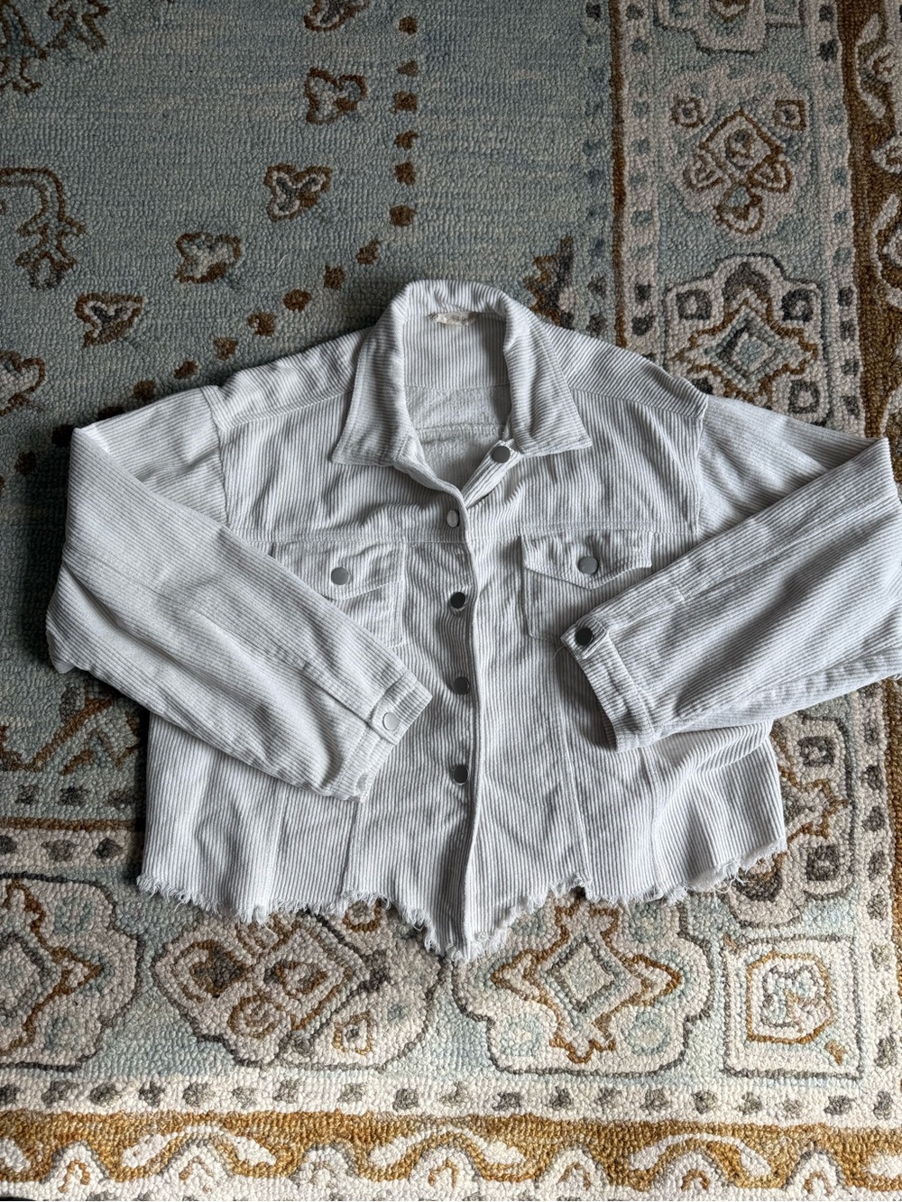 Altar'd State Light Gray Cropped Corduroy Jacket